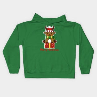 Cute Deer on Christmast Day Kids Hoodie